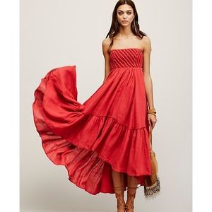 NWT Free People linen maxi dress with beading
